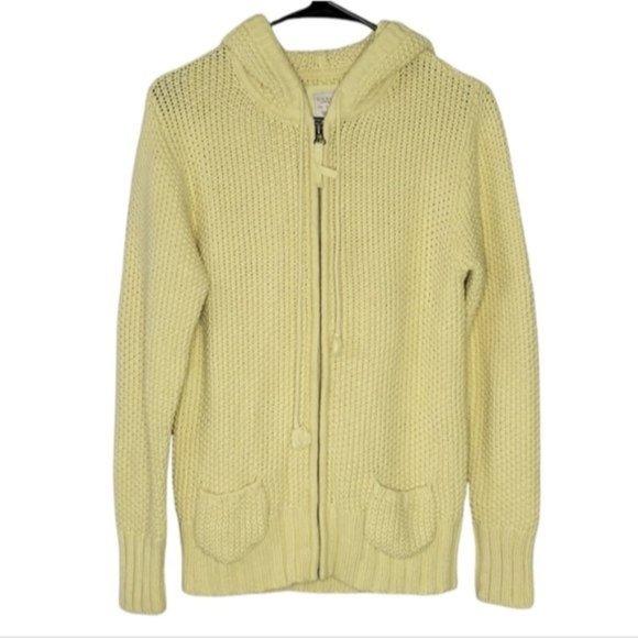 Old Navy Yellow Knit Zip Front Hoodie Sweater - Picture 1 of 5